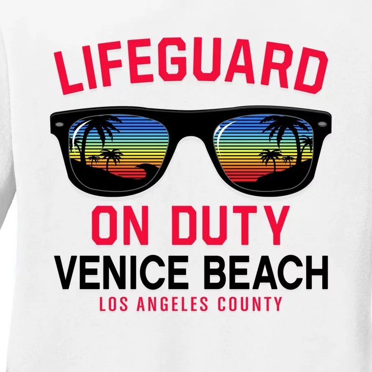 Venice Beach Los Angeles County Lifeguard On Duty Ladies Long Sleeve Shirt