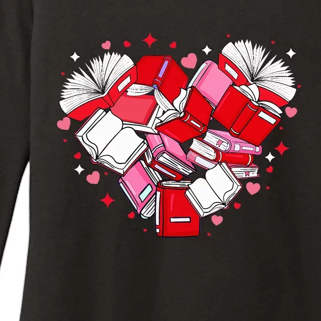 Valentine Book Lover Heart Shape Librarian Bookworm Costume Womens CVC Long Sleeve Shirt