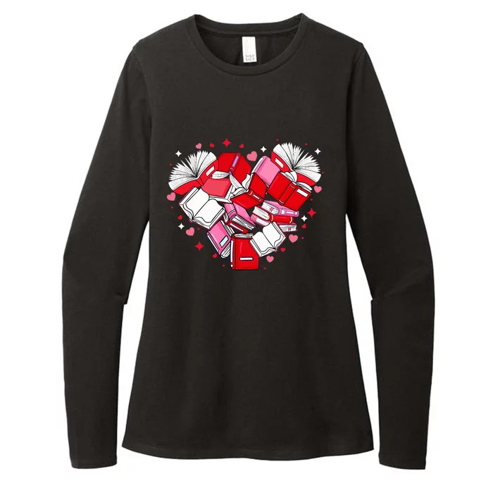 Valentine Book Lover Heart Shape Librarian Bookworm Costume Womens CVC Long Sleeve Shirt