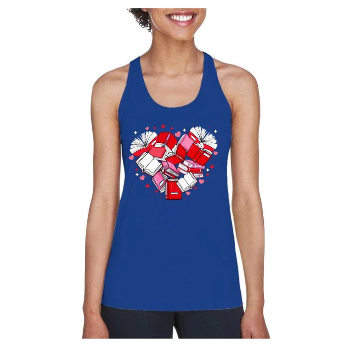 Valentine Book Lover Heart Shape Librarian Bookworm Costume Women's Racerback Tank