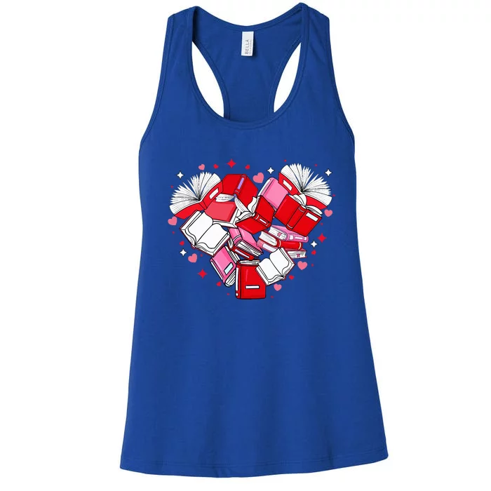 Valentine Book Lover Heart Shape Librarian Bookworm Costume Women's Racerback Tank