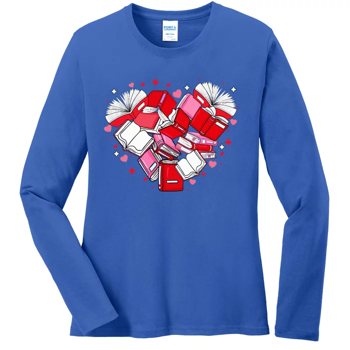 Valentine Book Lover Heart Shape Librarian Bookworm Costume Ladies Long Sleeve Shirt