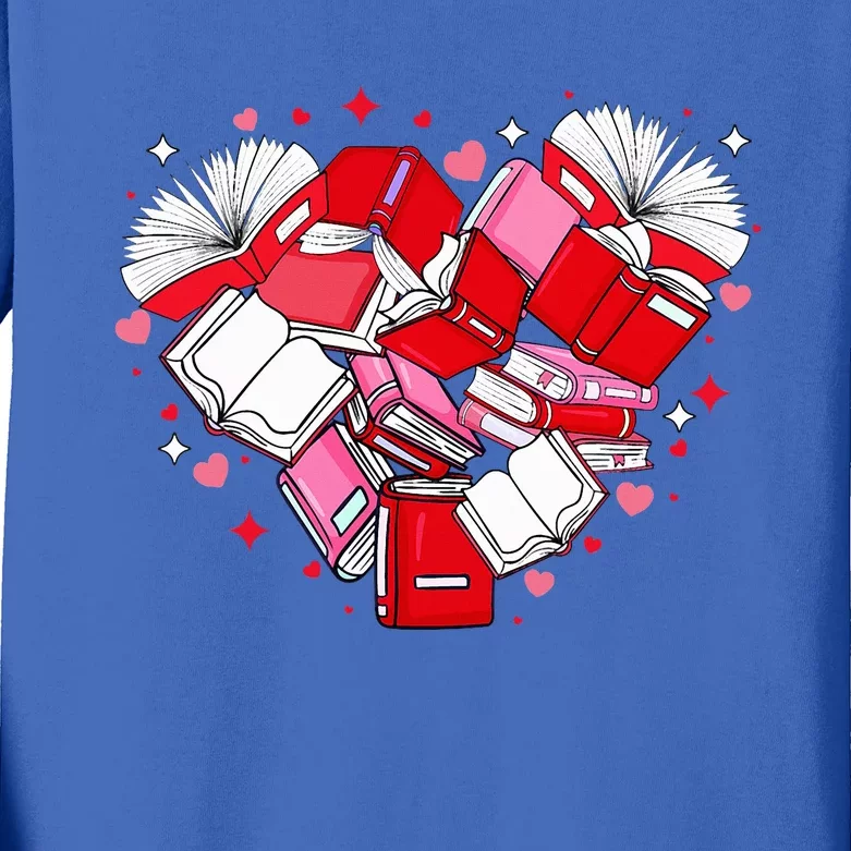 Valentine Book Lover Heart Shape Librarian Bookworm Costume Kids Long Sleeve Shirt