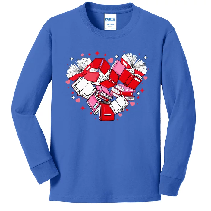 Valentine Book Lover Heart Shape Librarian Bookworm Costume Kids Long Sleeve Shirt