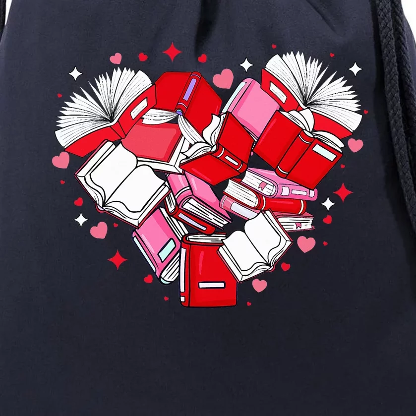 Valentine Book Lover Heart Shape Librarian Bookworm Costume Drawstring Bag