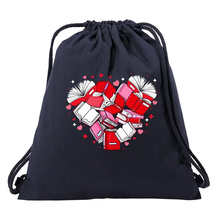 Valentine Book Lover Heart Shape Librarian Bookworm Costume Drawstring Bag