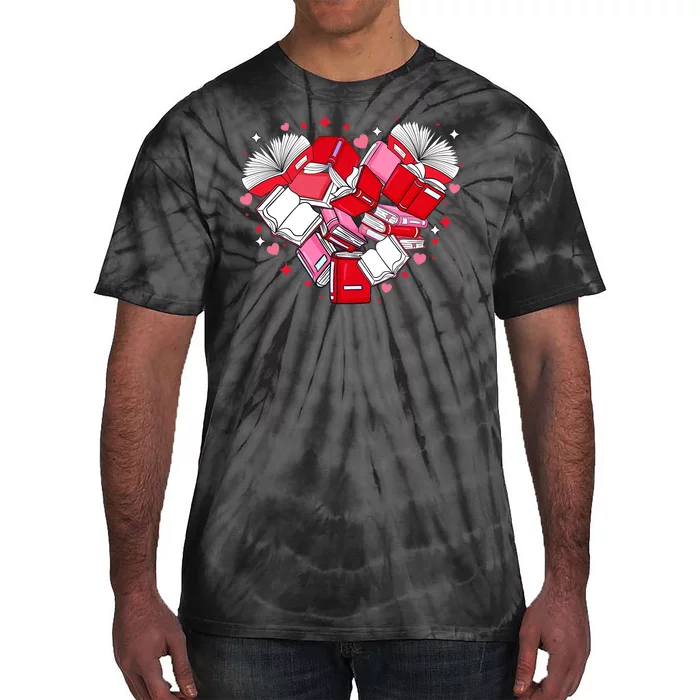 Valentine Book Lover Heart Shape Librarian Bookworm Costume Tie-Dye T-Shirt