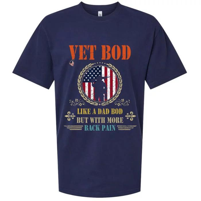 Vet Bod Like Dad Bod But More Back Pain Vintage USA Veteran Sueded Cloud Jersey T-Shirt