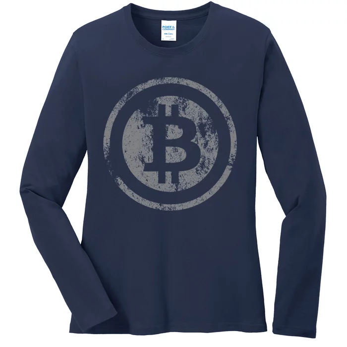 Vintage Bitcoin Logo Ladies Long Sleeve Shirt