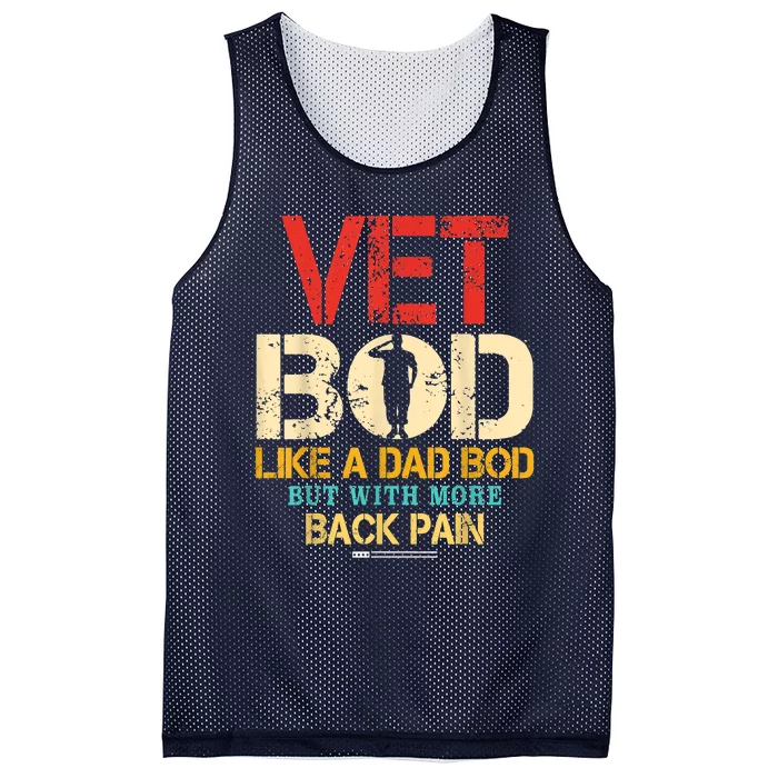 Vet Bod Like Dad Bod But More Back Pain Retro Vintage Mesh Reversible Basketball Jersey Tank