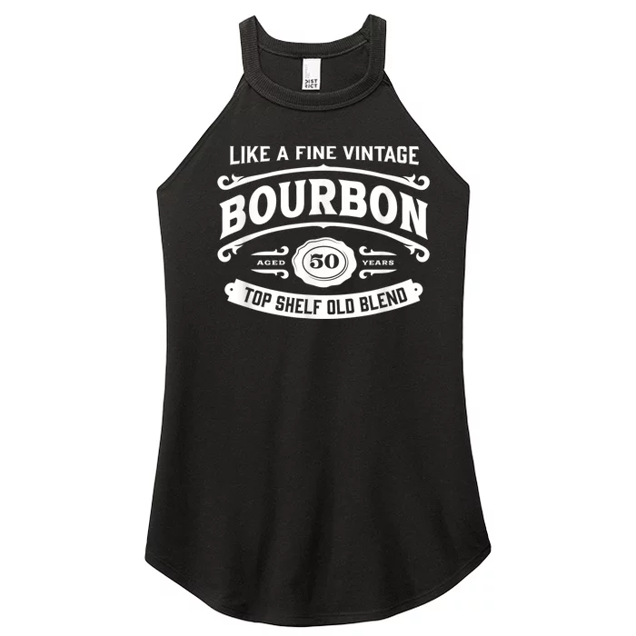 Vintage Bourbon Label for Bourbon Drinker 50th Birthday Women’s Perfect Tri Rocker Tank