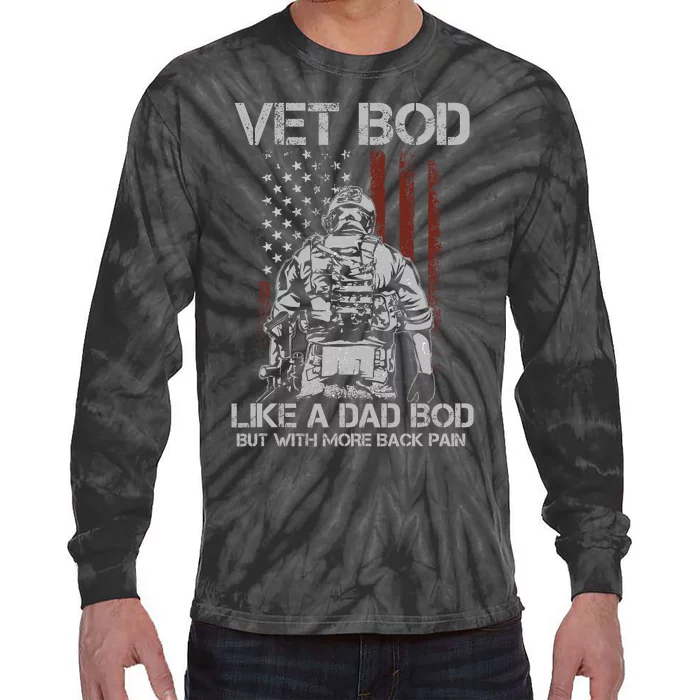 Vet Bod Like Dad Bod But More Back Pain Retro Vintage Tie-Dye Long Sleeve Shirt