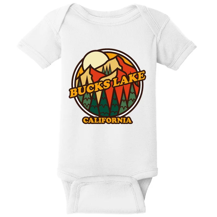 Vintage Bucks Lake California Mountain Hiking Souvenir Baby Bodysuit