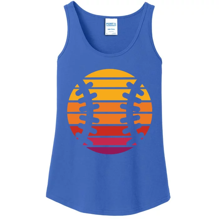 Vintage Baseball Lover Retro Sunset Ball Player Coach Gift Ladies Essential Tank