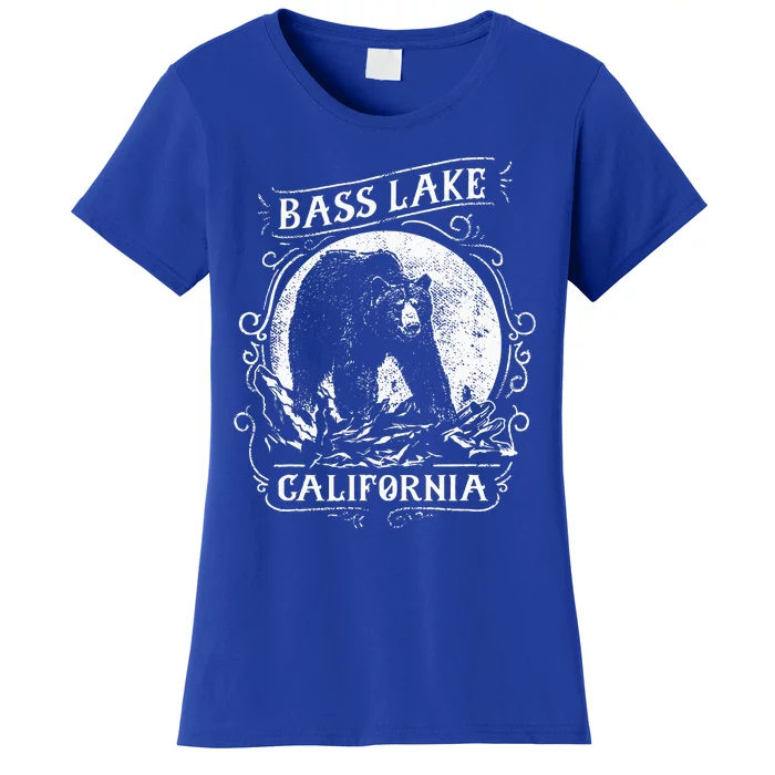 Vintage Bass Lake Retro Bear Vacation California Women's T-Shirt