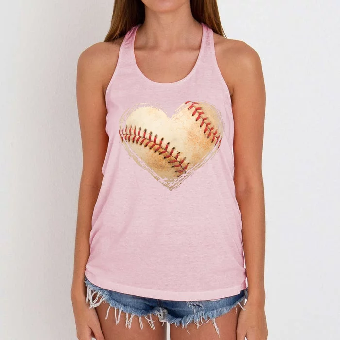 Vintage Baseball Lover Women's Knotted Racerback Tank