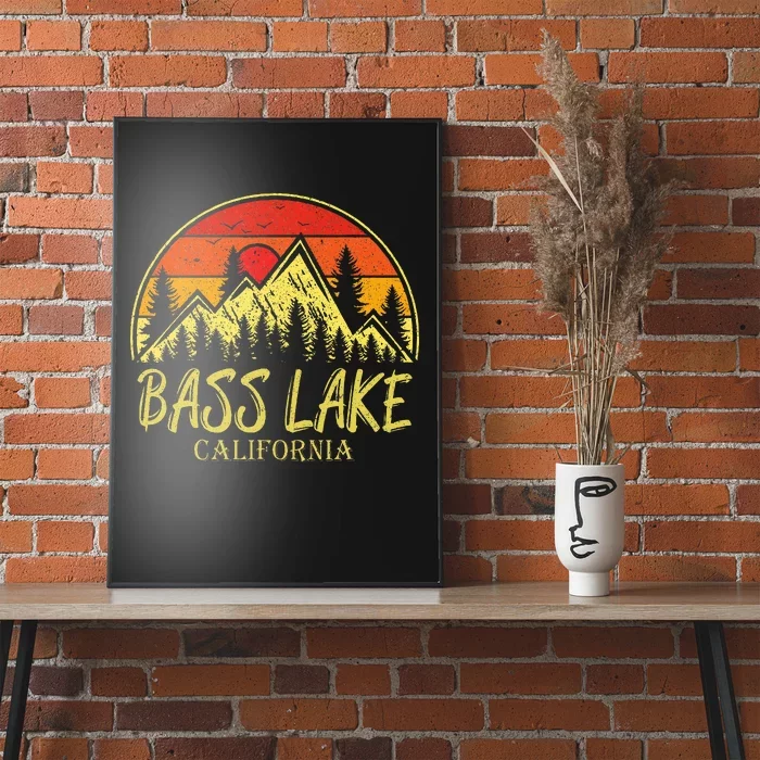 Vintage Bass Lake California Ca Mountains Hiking Souvenir Poster