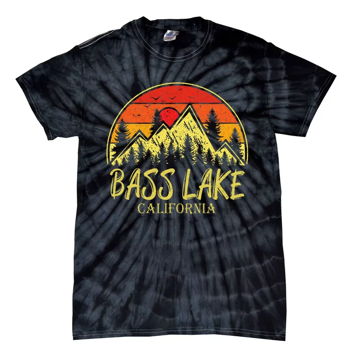 Vintage Bass Lake California Ca Mountains Hiking Souvenir Tie-Dye T-Shirt