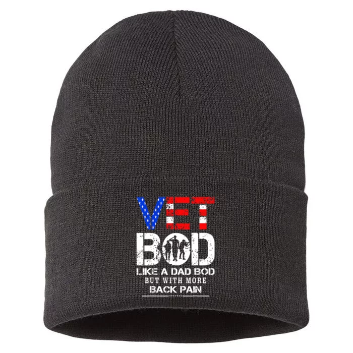 Vet Bod Like Dad Bod But With More Back Pain Veterans Day Sustainable Knit Beanie