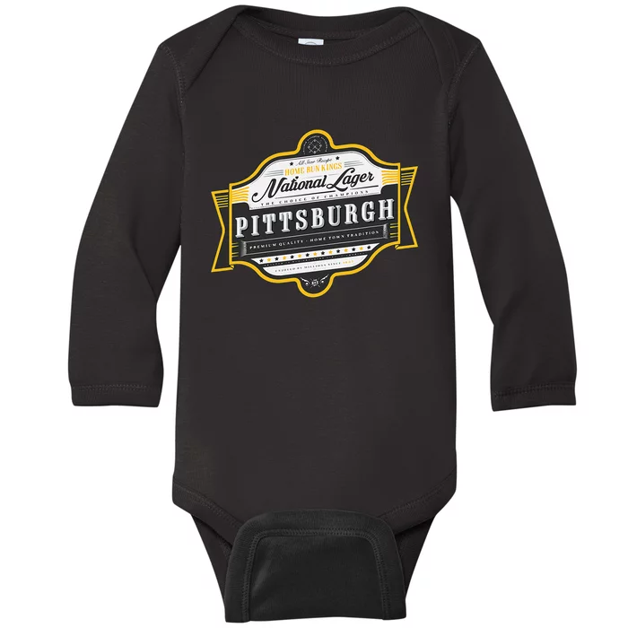 Vintage Beer Label Pittsburgh Baby Long Sleeve Bodysuit