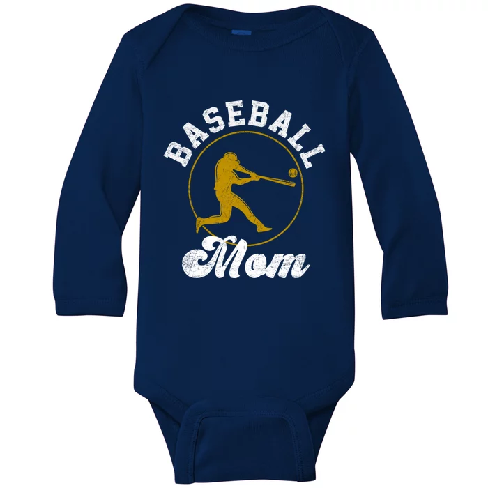 Vintage Baseball Mom Baseball Lover Fathers Day Great Gift Baby Long Sleeve Bodysuit