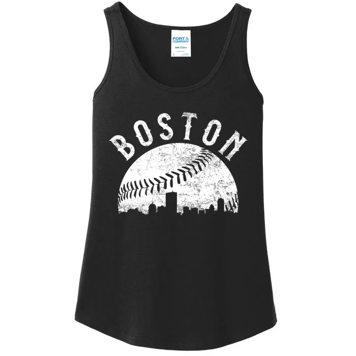 Vintage Boston Massachusetts Skyline Ladies Essential Tank