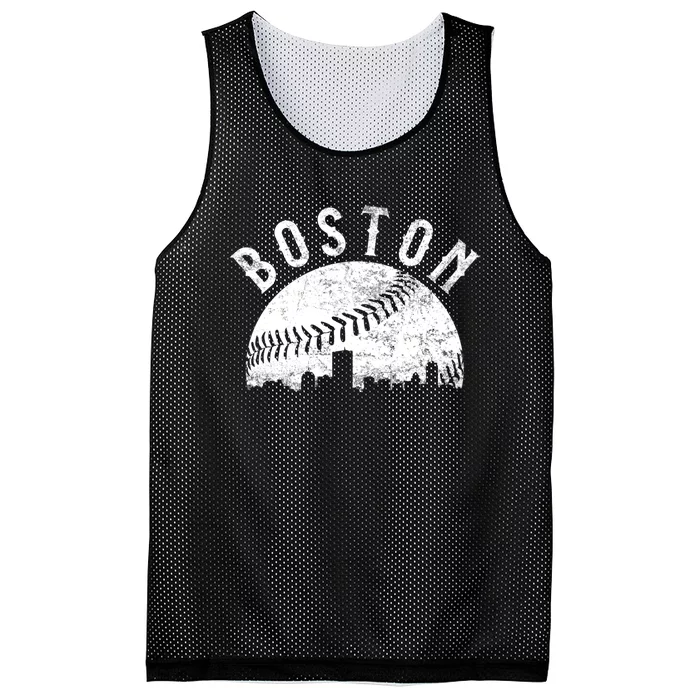 Vintage Boston Massachusetts Skyline Mesh Reversible Basketball Jersey Tank