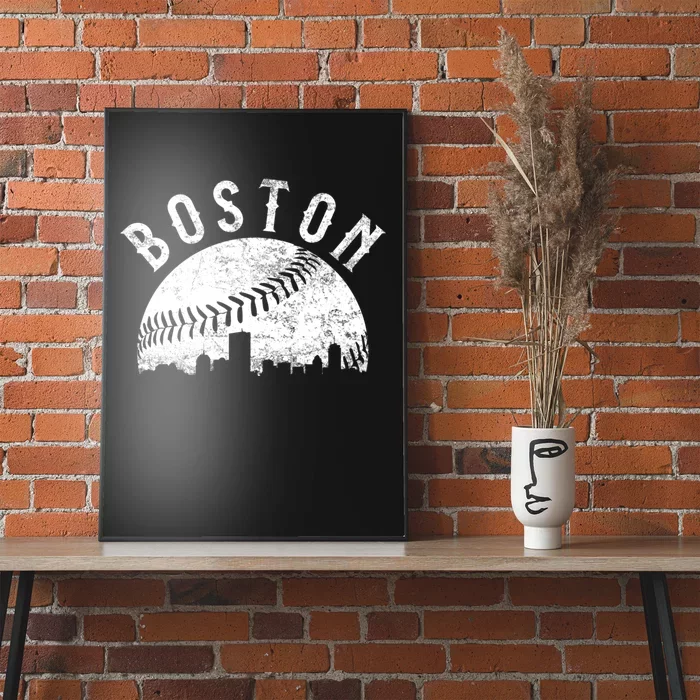 Vintage Boston Massachusetts Skyline Poster