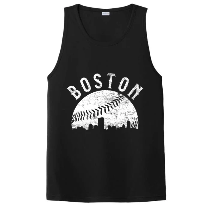 Vintage Boston Massachusetts Skyline Performance Tank