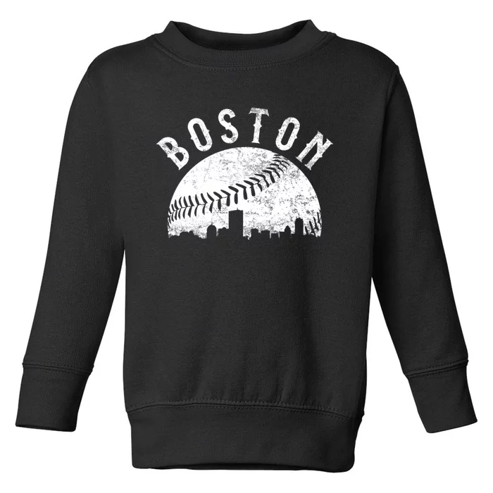 Vintage Boston Massachusetts Skyline Toddler Sweatshirt