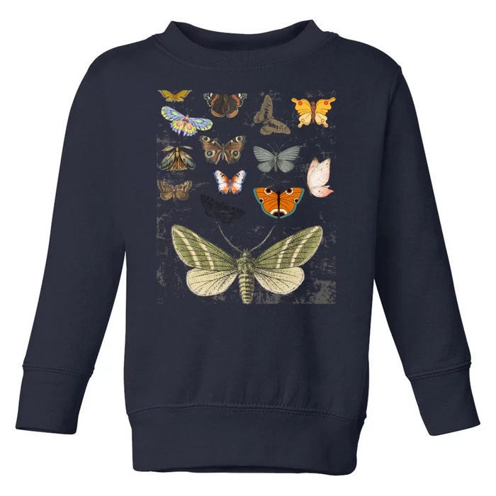 Vintage Butterfly Moth Aesthetic Toddler Sweatshirt