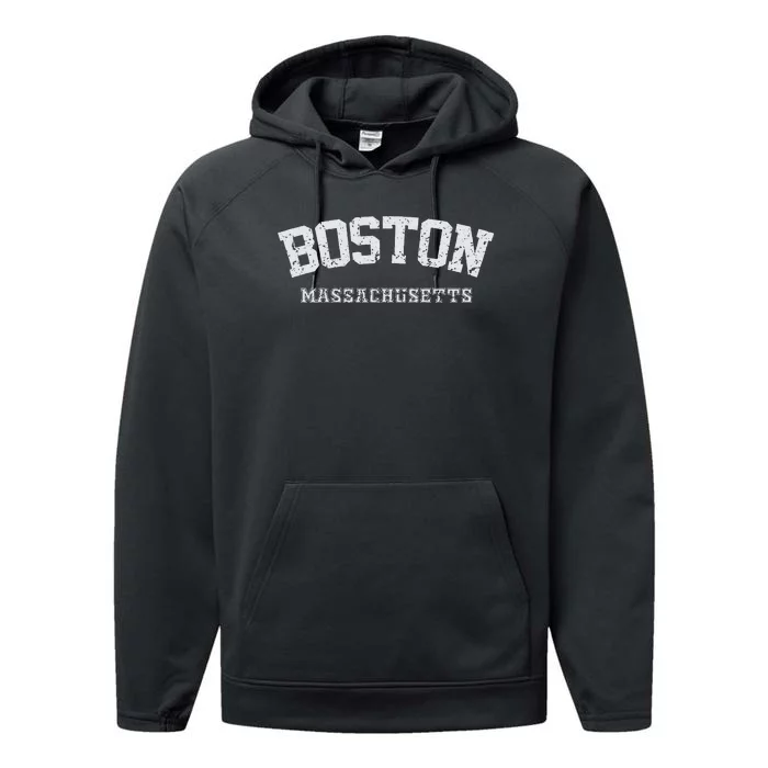 Vintage Boston Massachusetts Est 1630 Souvenir Gift Performance Fleece Hoodie