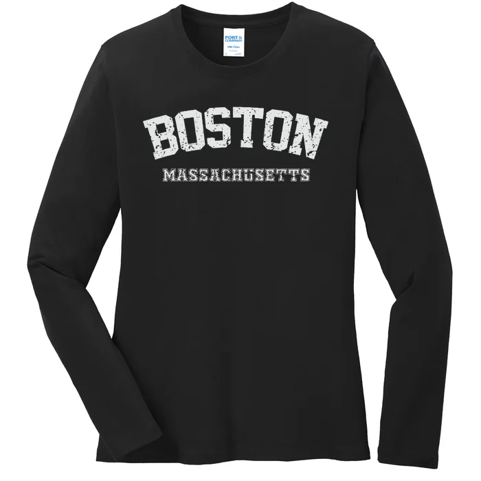 Vintage Boston Massachusetts Est 1630 Souvenir Gift Ladies Long Sleeve Shirt