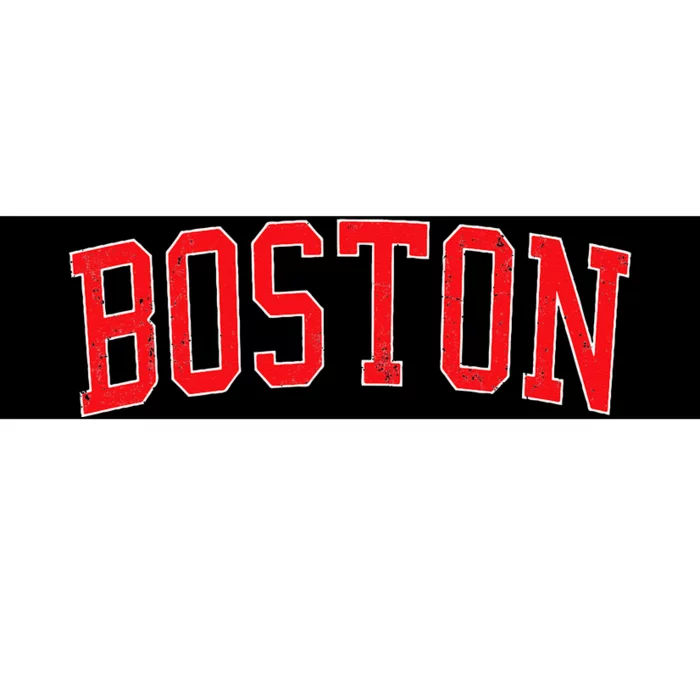 Vintage Boston MA Varsity Style Red Text Bumper Sticker