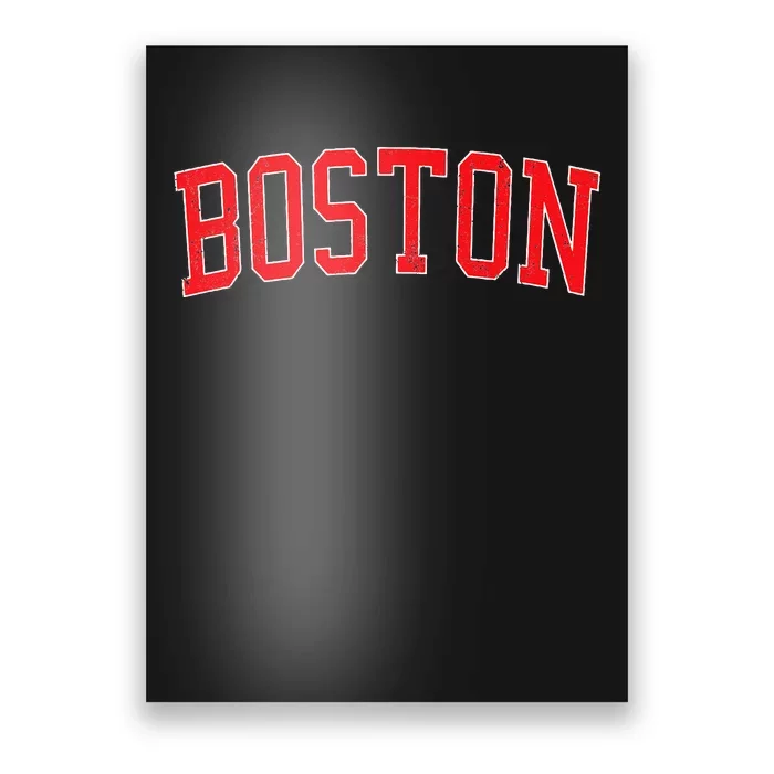 Vintage Boston MA Varsity Style Red Text Poster