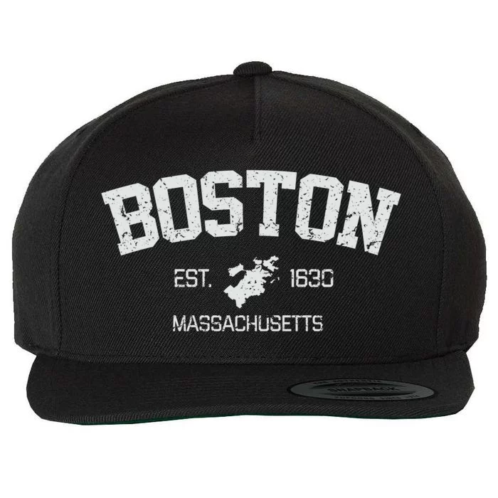 Vintage Boston Massachusetts Est 1630 Souvenir Gift Wool Snapback Cap