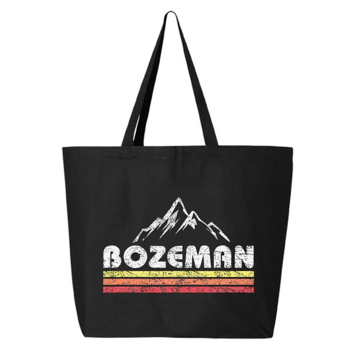 Vintage Bozeman Montana Retro Mountain Faded Lines Souvenir 25L Jumbo Tote