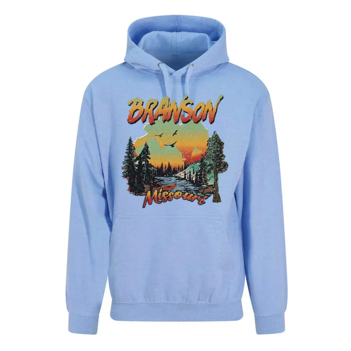 Vintage Branson Missouri Nature Mountain Hiking Souvenir Unisex Surf Hoodie