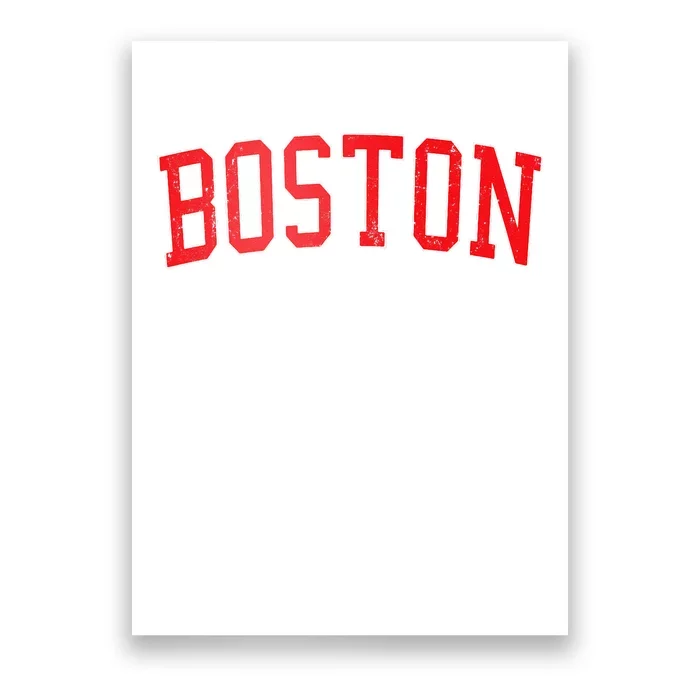 Vintage Boston MA Varsity Style Red Text Poster