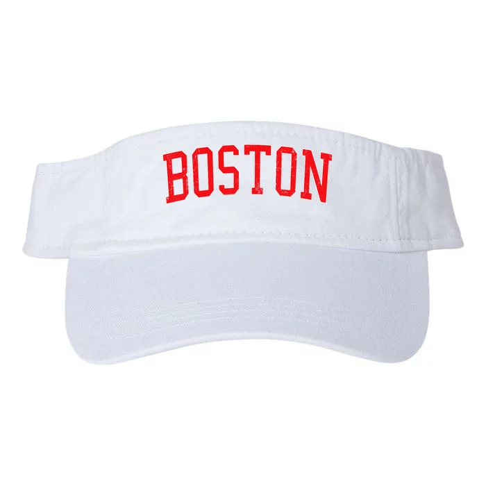 Vintage Boston MA Varsity Style Red Text Valucap Bio-Washed Visor