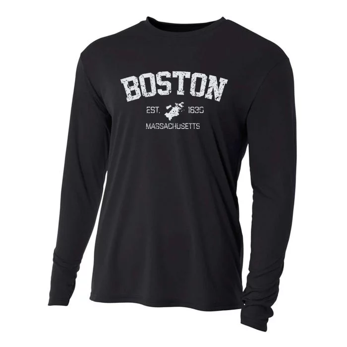 Vintage Boston Massachusetts Est. 1630 Souvenir Gift Cooling Performance Long Sleeve Crew