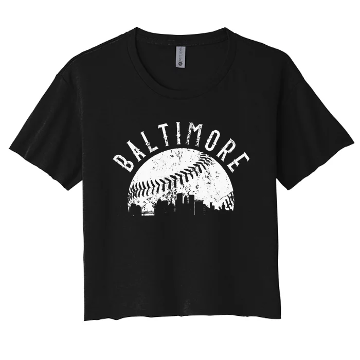 Vintage Baltimore Maryland Skyline Apparel Women's Crop Top Tee