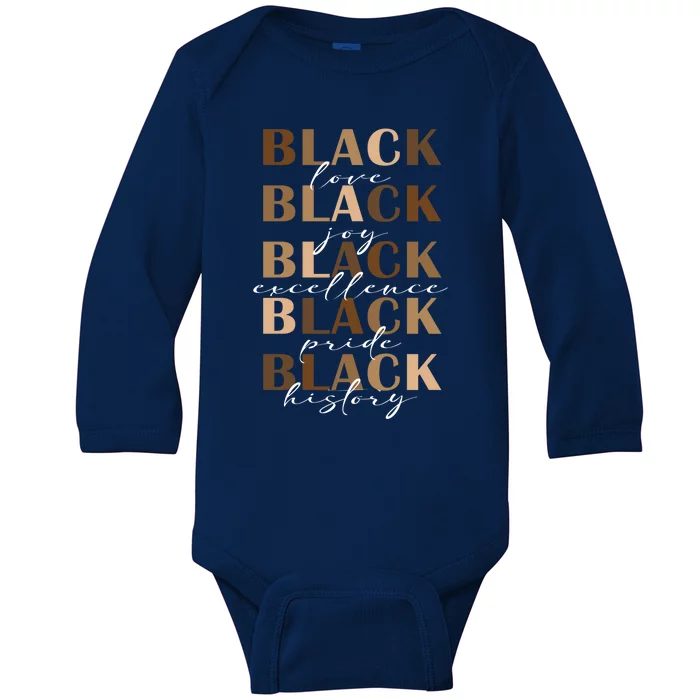 Vintage Black Melanin Juneteenth 1865 Gift Black History Gift Baby Long Sleeve Bodysuit