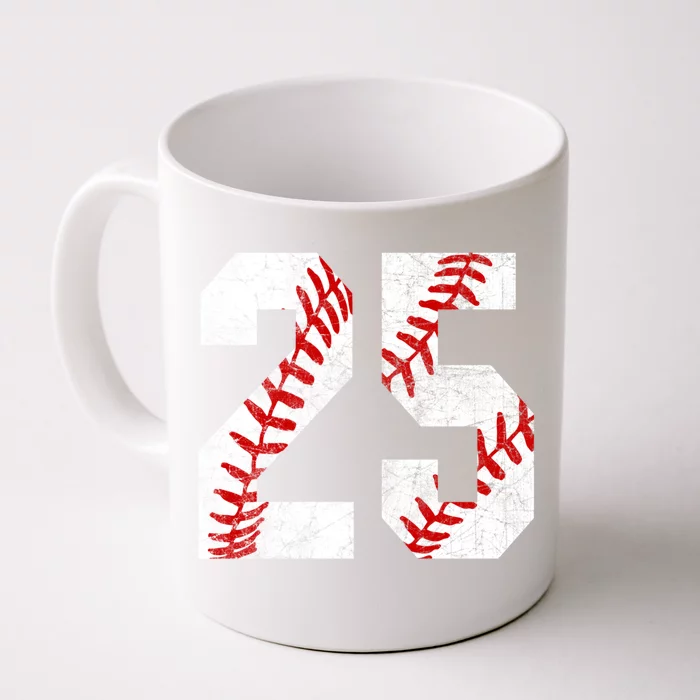 Vintage Baseball Mom #25 Jersey Baseball Favorite Player Gift Front & Back Coffee Mug