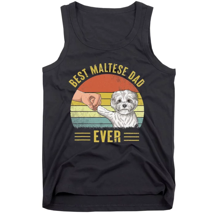 Vintage Best Maltese Dog Dad Ever Fist Bump Funny Dog Lover Tank Top