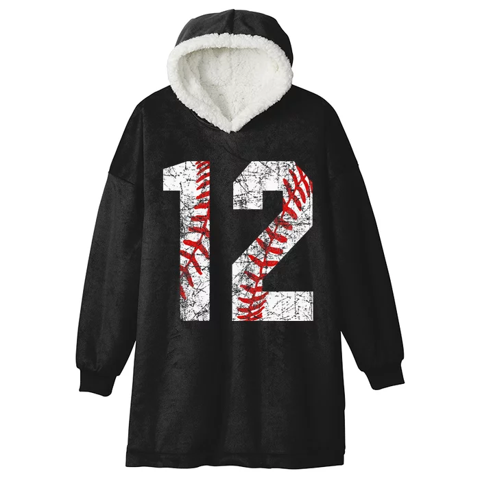 Vintage Baseball Mom 12 Jersey Baseball Favorite Player Hooded Wearable Blanket