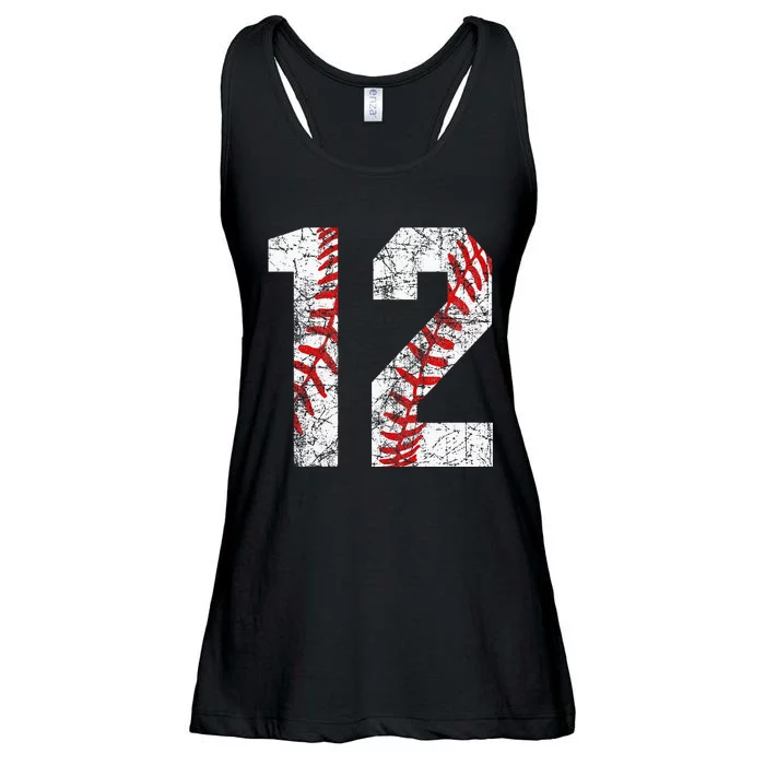 Vintage Baseball Mom 12 Jersey Baseball Favorite Player Ladies Essential Flowy Tank