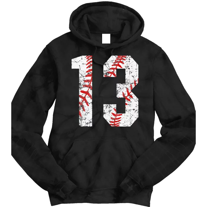 Vintage Baseball Mom 13 Jersey Baseball Favorite Player Tie Dye Hoodie