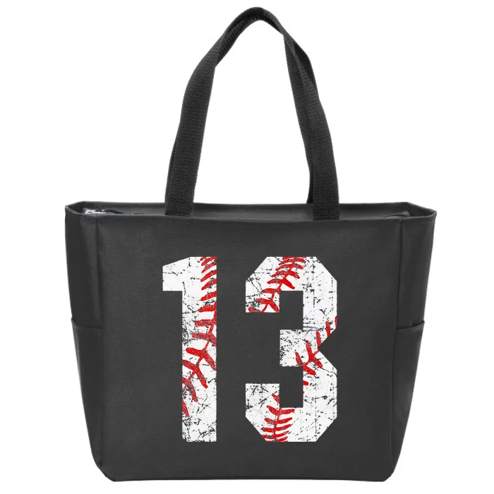 Vintage Baseball Mom 13 Jersey Baseball Favorite Player Zip Tote Bag