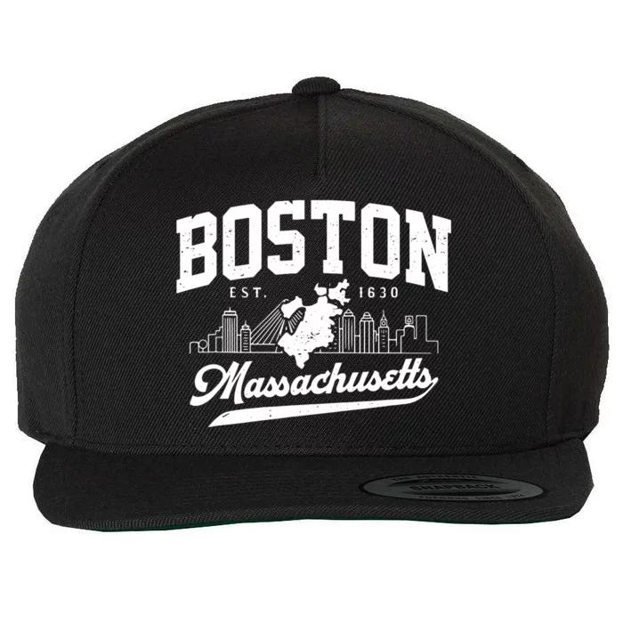 Vintage Boston Massachusetts Est 1630 Souvenir Wool Snapback Cap